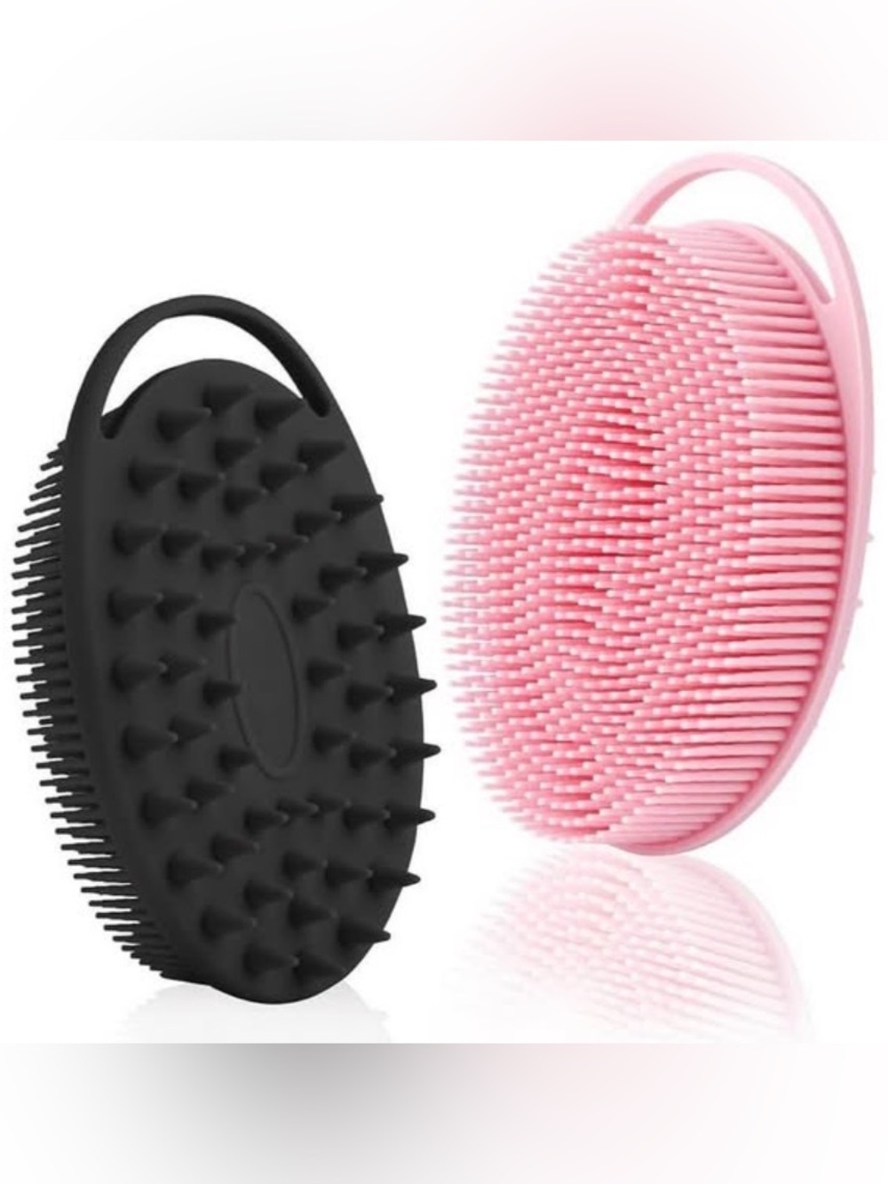 Silicone Scalp Brush Duo - Black and Pink
